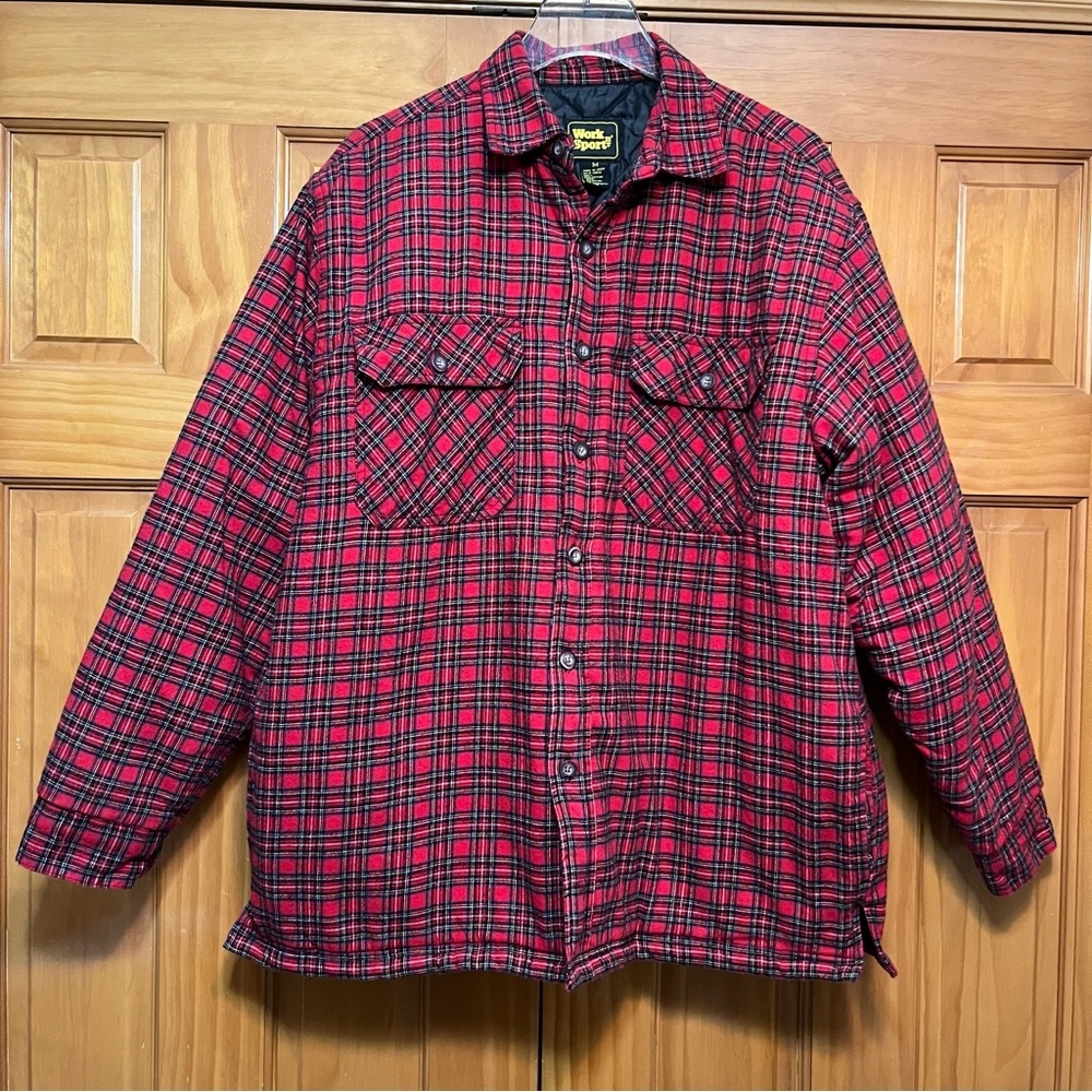 Work n’ Sport Red Plaid Quilted Shacket Size Medium